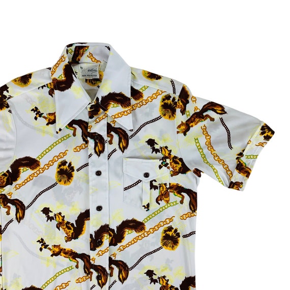 Vintage 70s Squirrel Shirt Men's Medium Novelty C… - image 6