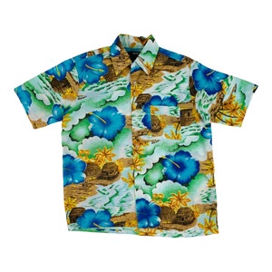 Vintage 1970s Tropical Hibiscus Shirt VanCort Hawaiian Mens Shirt | C 44&quot;