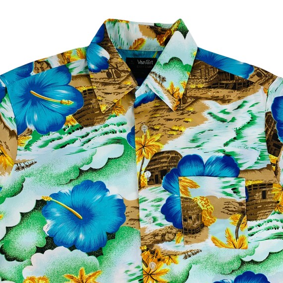 Vintage 1970s Tropical Hibiscus Shirt VanCort Haw… - image 3