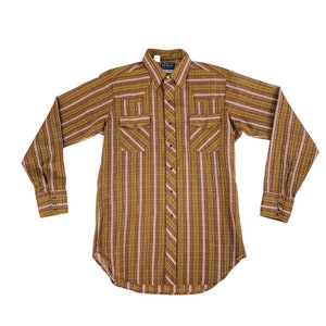 Vintage jaren 1970 Western Shirt Heren Extra Grote Metallic Plaid Button Down DeeCee Rangers