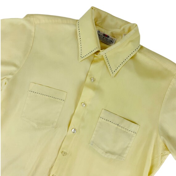 Vintage 1980s Solid Yellow Button Down Fruit of T… - image 3