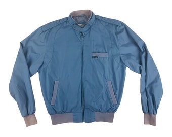 Vintage 1980s Hampton Club Dusty Blue Zip Up Bomber Jacket L
