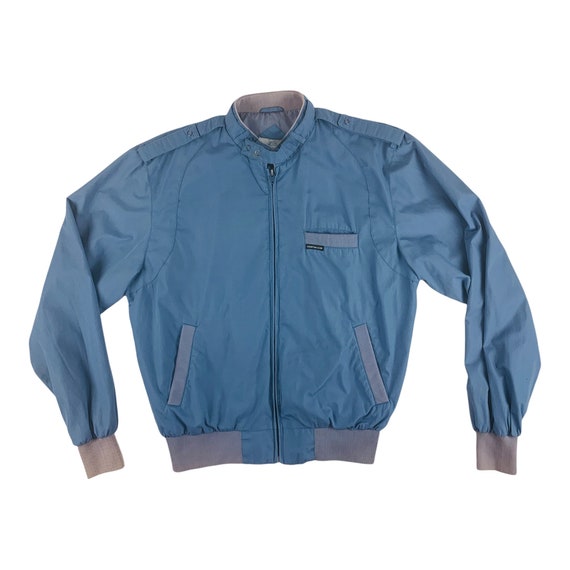 Vintage 1980s Hampton Club Dusty Blue Zip Up Bomb… - image 1