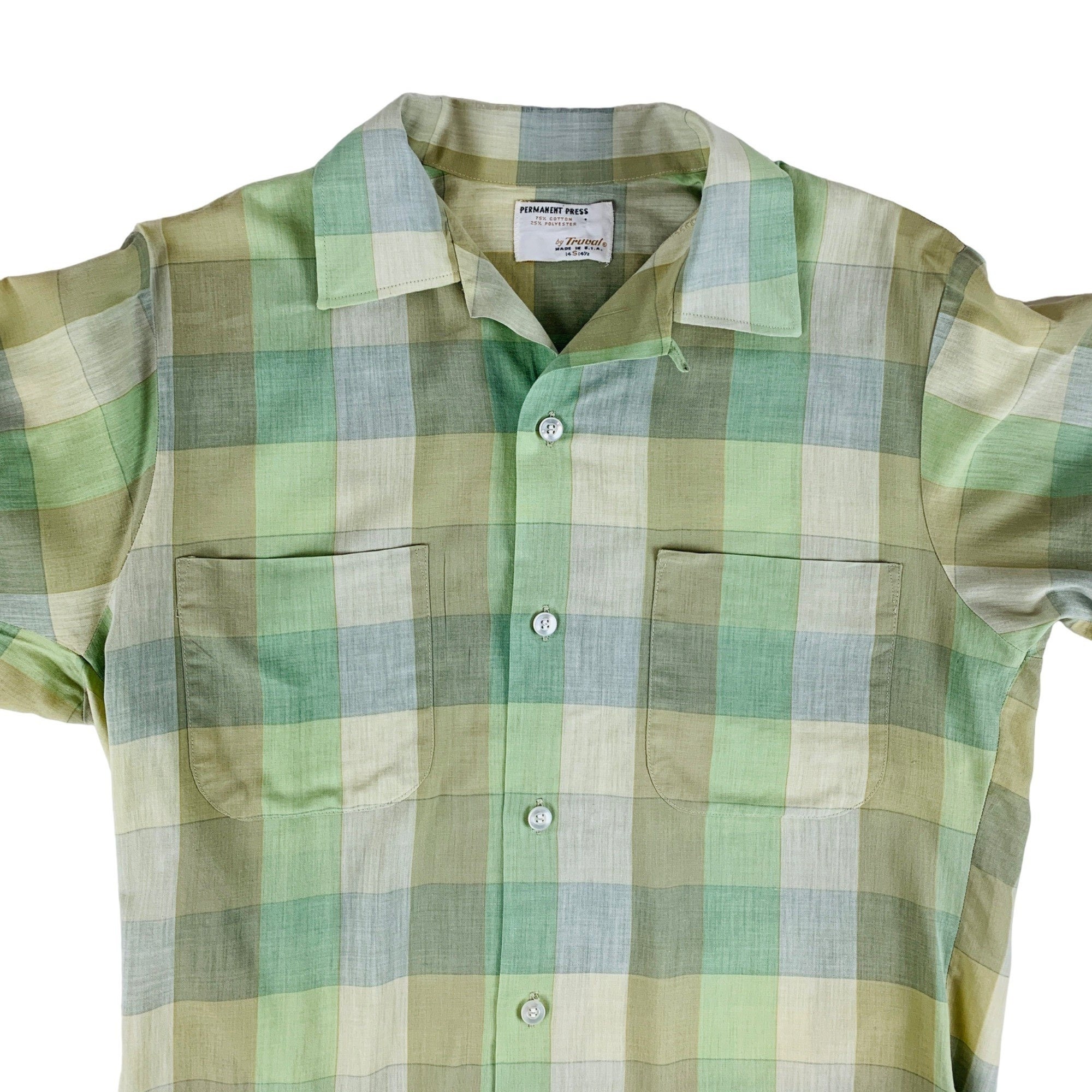 Vintage 1950s Light Green Checkered Long Sleeve Men's - Etsy