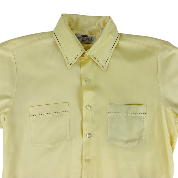 Vintage 1980s Solid Yellow Button Down Fruit of T… - image 2
