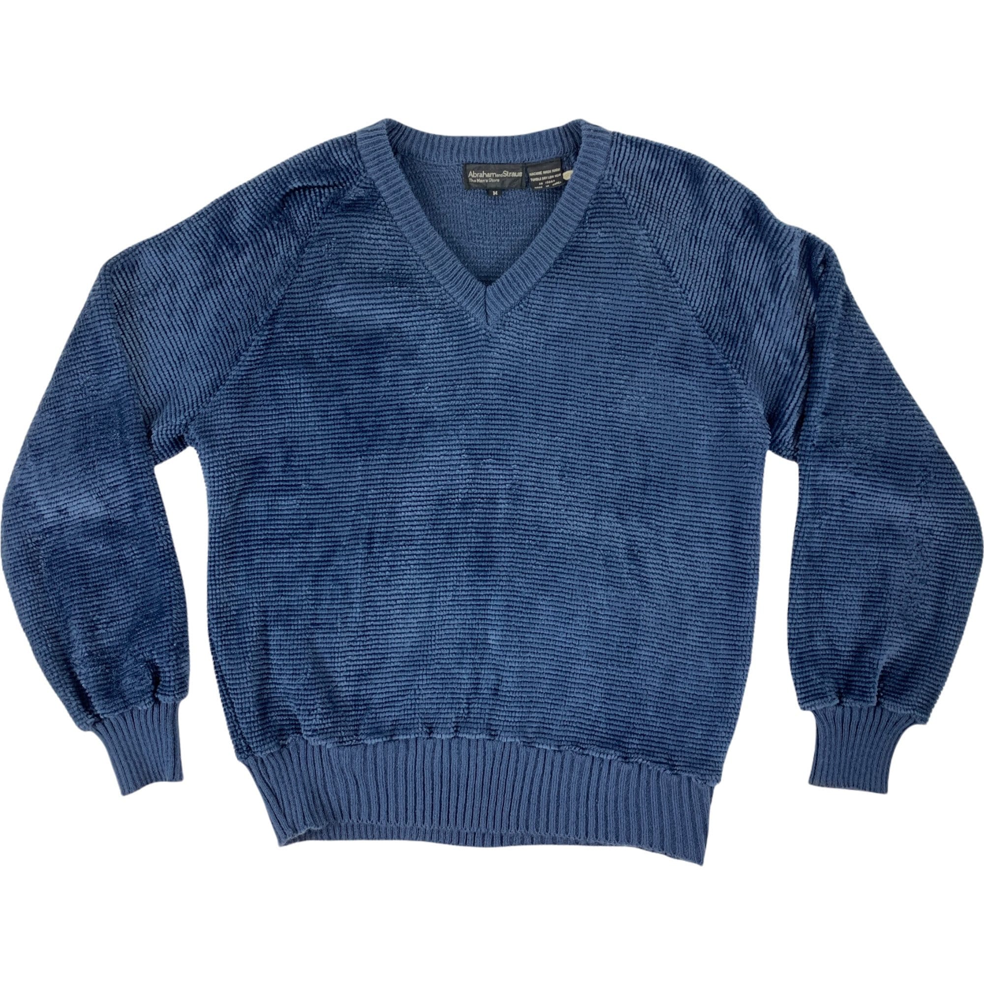 Vintage 1980s Blue Velour Vneck Mens Pullover Sweater Etsy Israel