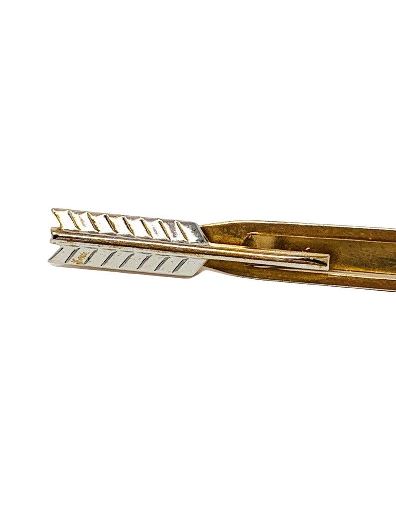 Vintage 1960s Arrow Silver & Gold Tone Tie Bar Swank Tie Clip image 7