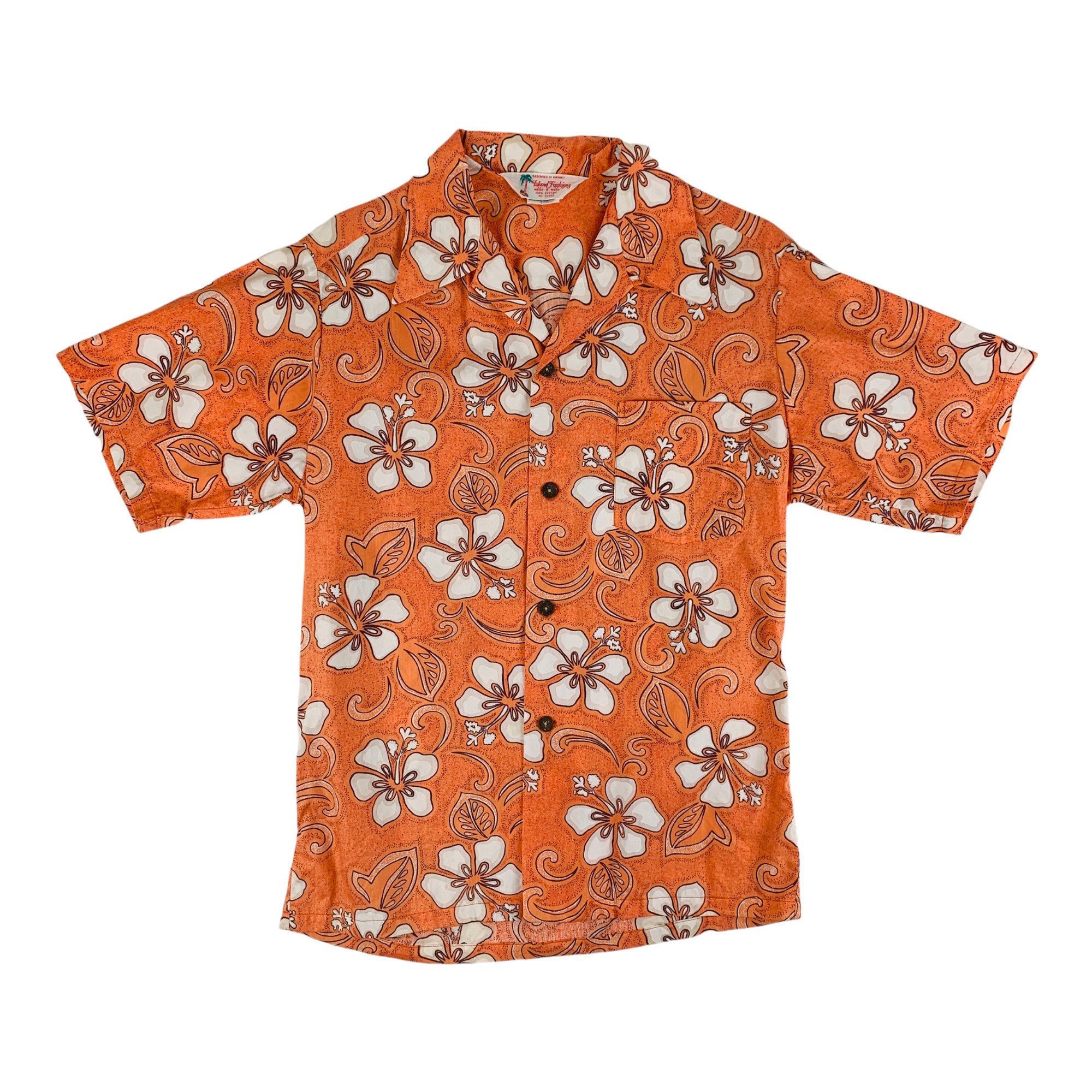 Discover Vintage 1960s Orange Hawaiian Shirt