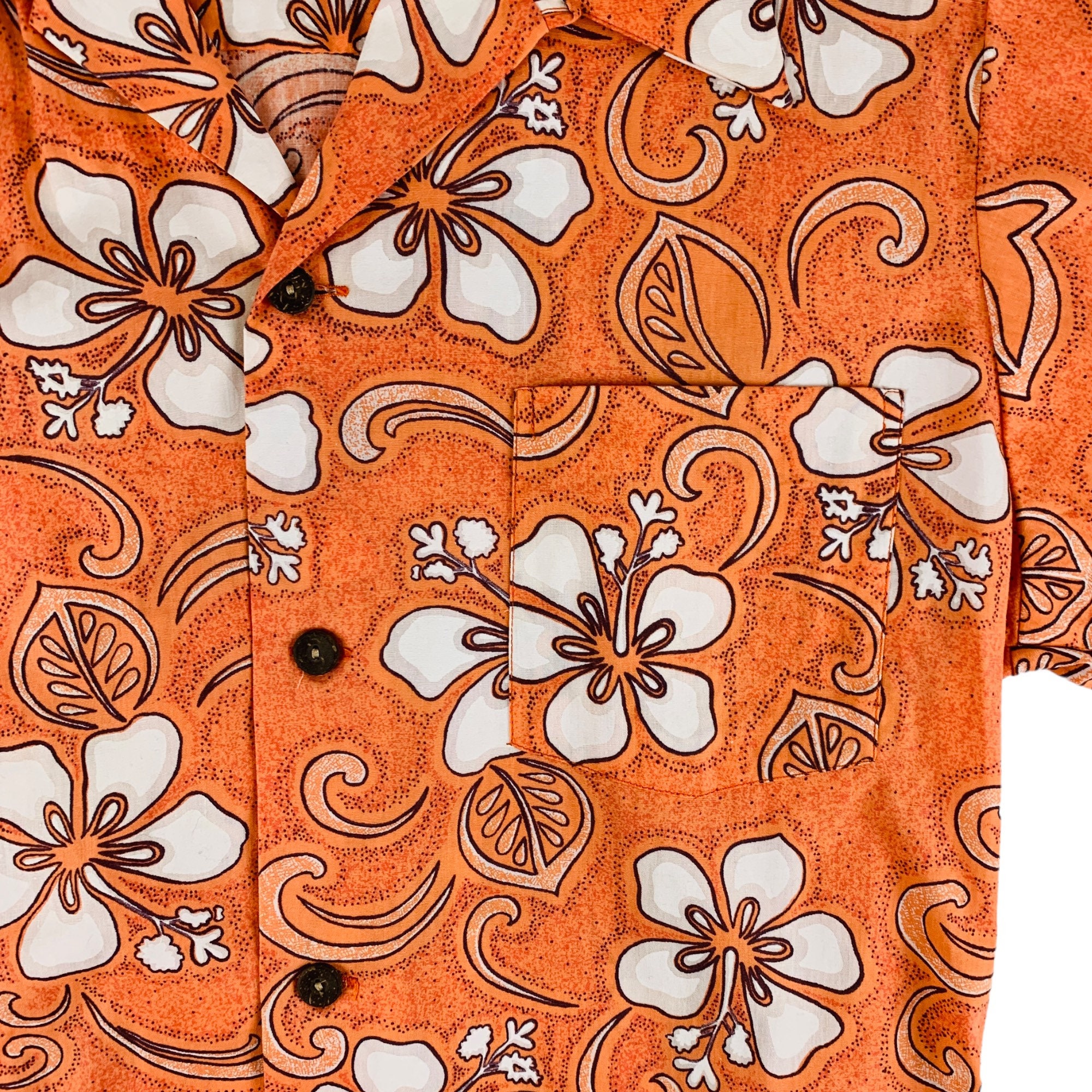 Discover Vintage 1960s Orange Hawaiian Shirt