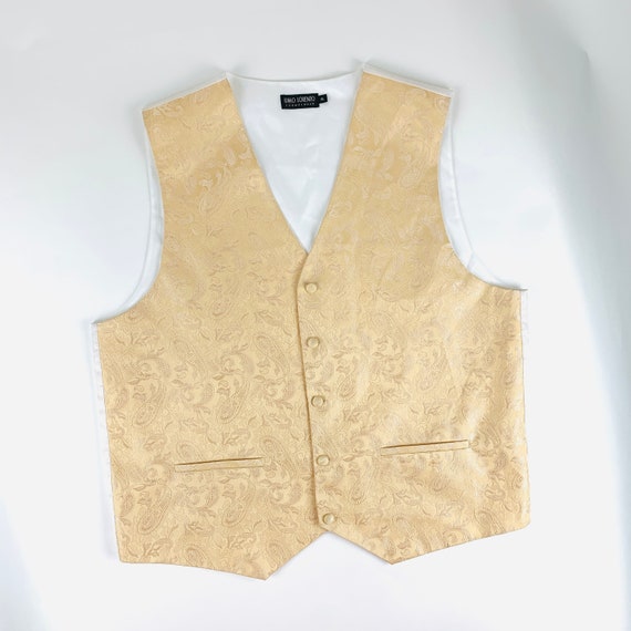 Vintage 1990s Beige Paisley Print Formal Vest - image 9