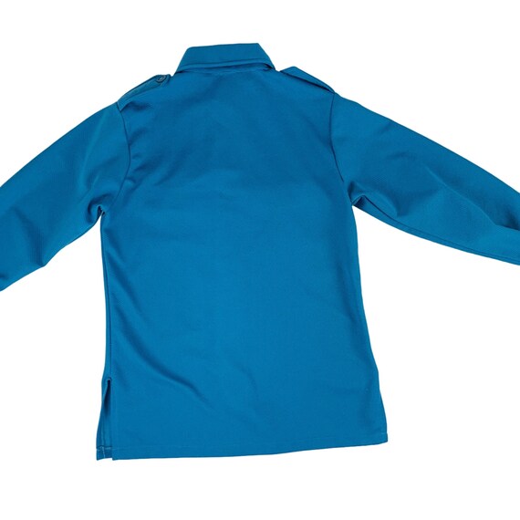 Vintage 70s Blue Button Down Men's Medium Polyest… - image 7