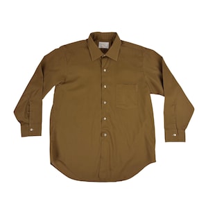 Vintage 70s Button Down Shirt Mens XL Arrow Solid Light Brown One Pocket Long Sleeve