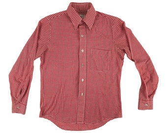 Vintage 1960s Red Checkered Button Down Don Juan Mens Shirt