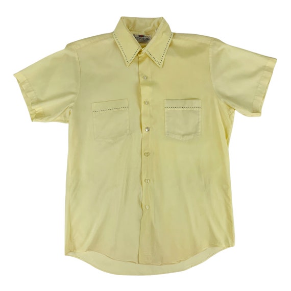 Vintage 1980s Solid Yellow Button Down Fruit of T… - image 8