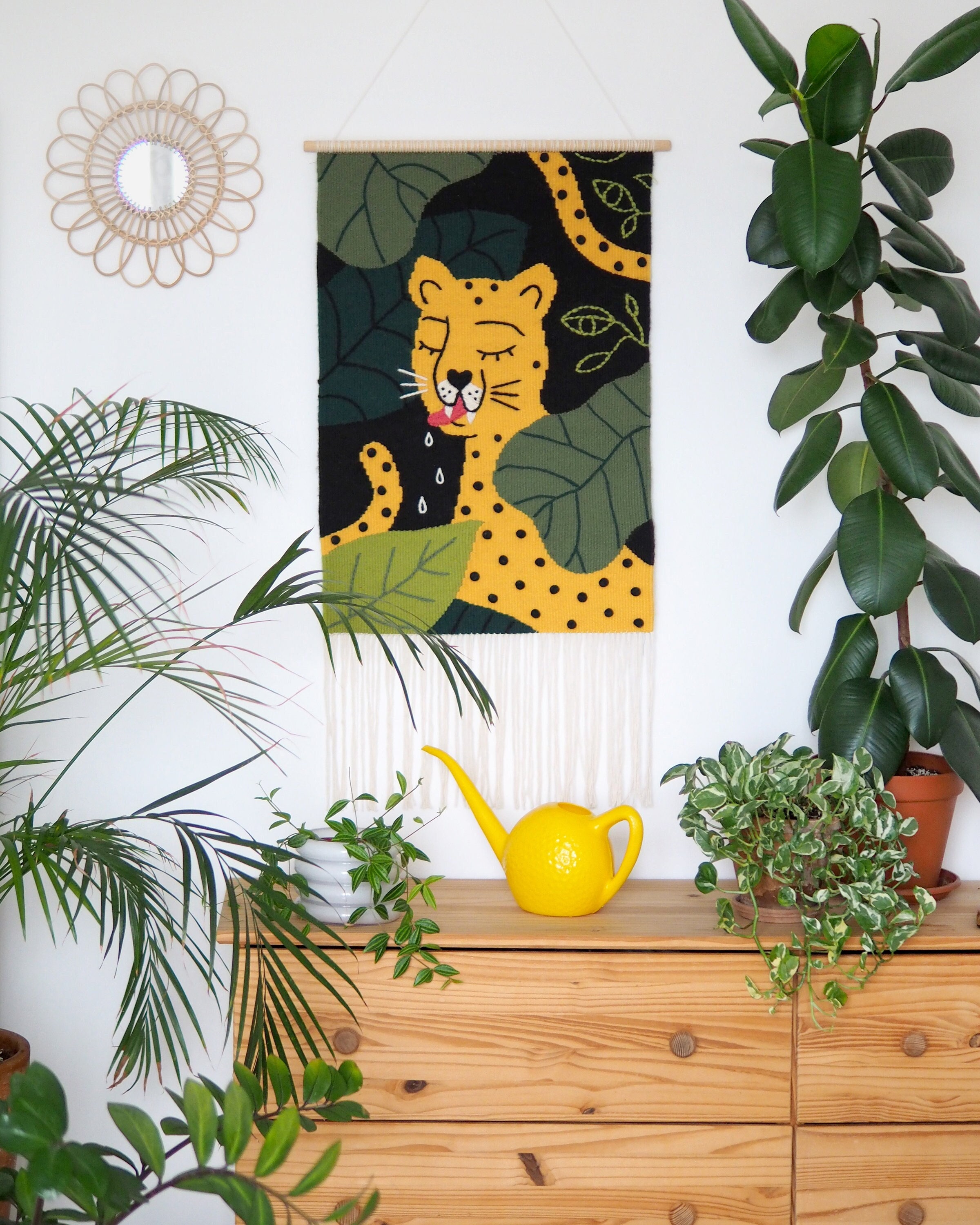 Prêt à Expédier La Jungle Tissée Accrochage Mural | Tapisserie de L'art Végétal d'art Organique Tapi