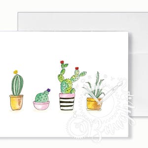 Tarjeta de felicitación de cactus, tarjetas de felicitación, en blanco en el interior, todas las tarjetas de ocasión, tarjeta de planta