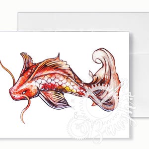 Cartão de felicitações Koi, Cartão interno em branco, Cartão de peixe, Natureza, Cartão de felicitações,