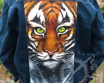 ◆THE MUSEUM VISITOR◆ HAND PAINTED DENIM JACKET BROWN 10117 HAND PAINTED DENIM JACKET (BROWN) : THE MUSEUM VISITOR