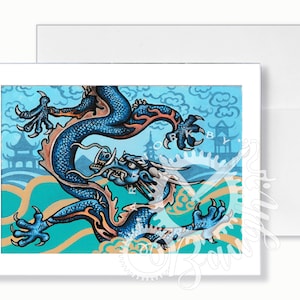 Chinesische Drachen Greeting Card, leere im Inneren Karte, alle Gelegenheit Karten