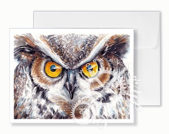 Owl Greeting Card, wildlife card, Blank Inside Card, owl, owl eyes, All occasion cards