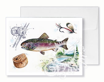 Rainbow Trout Fishing Greeting Card, Blank Inside Card, Cards for Men, Cards for Dad,