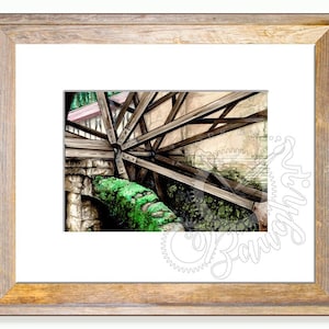 5x7 print in 8x10 mat Old Water Wheel on St George St. St Augustine Florida, waterwheel, ocean, Florida, vintage