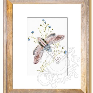 Hummingbird Hawk Moth, Insect, Natural history print, Botanical print, Watercolor Print, Handpainted