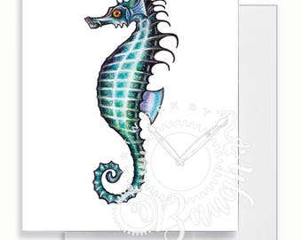 Seahorse Greeting Card, Blank Inside Card, For her, For Mom, Cards for girls