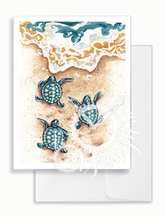 Baby Sea Turtle Greeting Card, Blank Inside Card, All Occasion