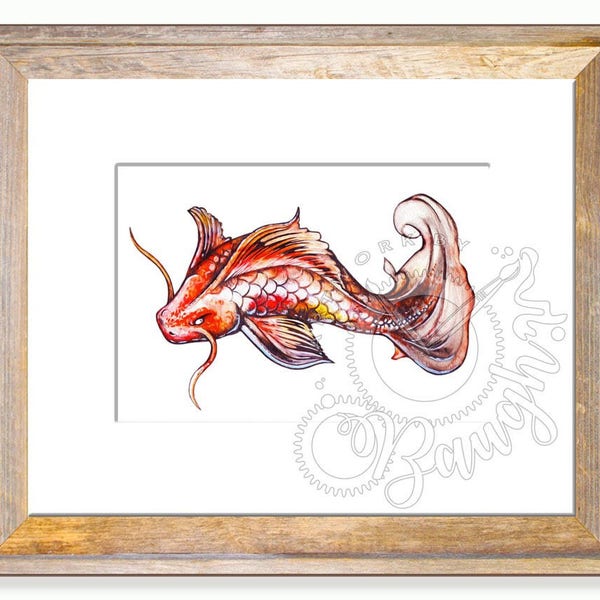 Butterfly Koi 5x7 Print in 8x10 Mat, colorful fish, Fish, Prints, Colorful Prints, Koi Painting, Fish painting, Butterfly Koi