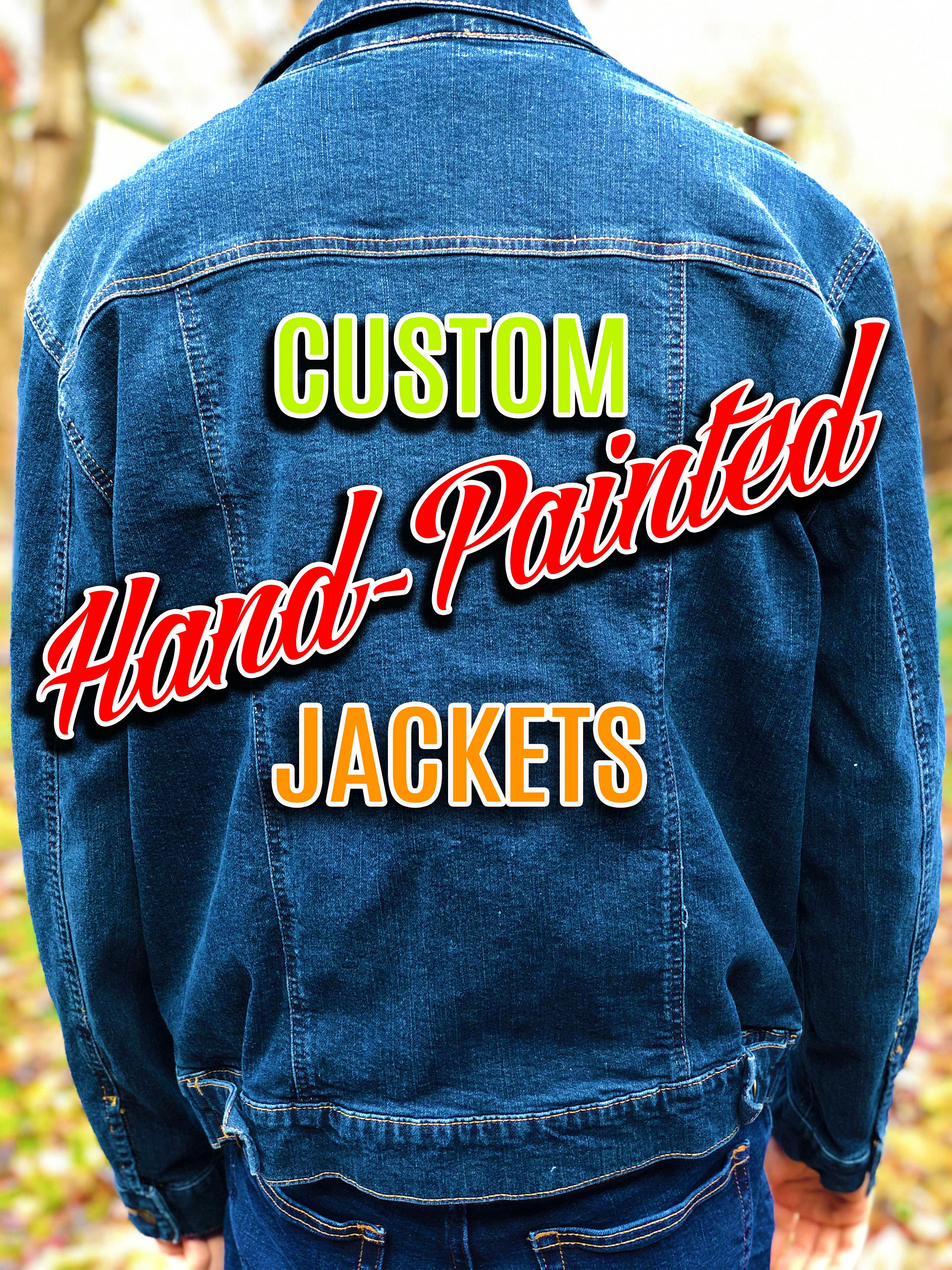 Men's Hand Painted Tiger Jean Jacket, Custom Jacket, Hand Men's Hand Painted Tiger Jean Jacket, Custom Jacket, Hand