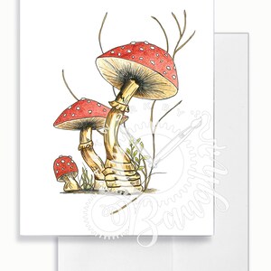 Cartão de felicitações de cogumelo, em branco por dentro, para a mãe, para ela, cartão para todas as ocasiões
