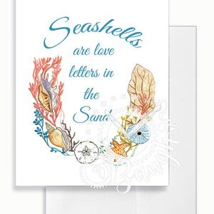 Carte de voeux coquillage, carte intérieure vierge, pour elle, pour maman, cartes, cartes faites maison