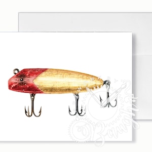 Vintage South Bend Bass Fishing Lure Greeting Card, Blank Inside, Greeting Cards, For Him, Fishing, Bass Fishing, For Dad