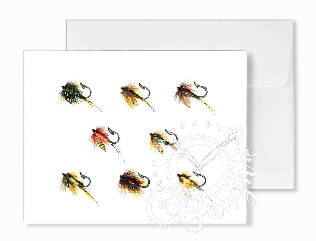 Fly Fishing Lures Greeting Card Blank Inside Card Cards for Etsy