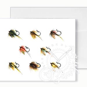 Fly Fishing Lures Greeting Card, Blank Inside Card, Cards for Men, Cards for Fishermen
