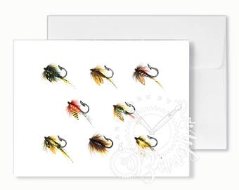 Fly Fishing Lures Greeting Card, Blank Inside Card, Cards for Men, Cards for Fishermen