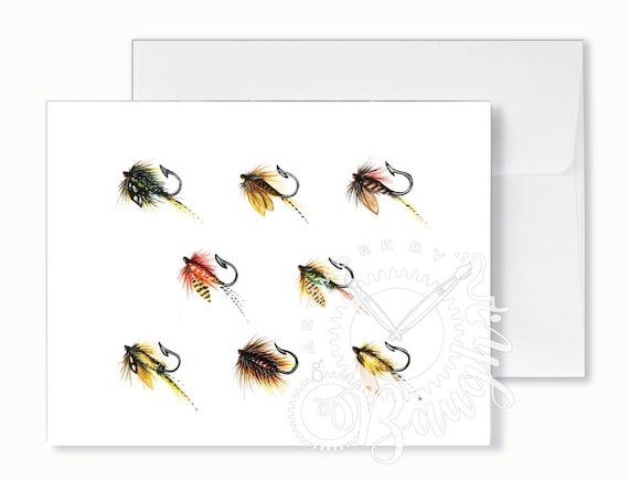 Fly Fishing Lures Greeting Card, Blank Inside Card, Cards for Men, Cards  for Fishermen