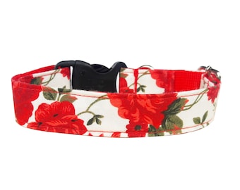 Red Rose, Dog collar, Dog Collar Floral, Dog Collar Flower, Dog Collars for girls, Dog Collars for boys, Pet collar, Holiday, Spring, Summer