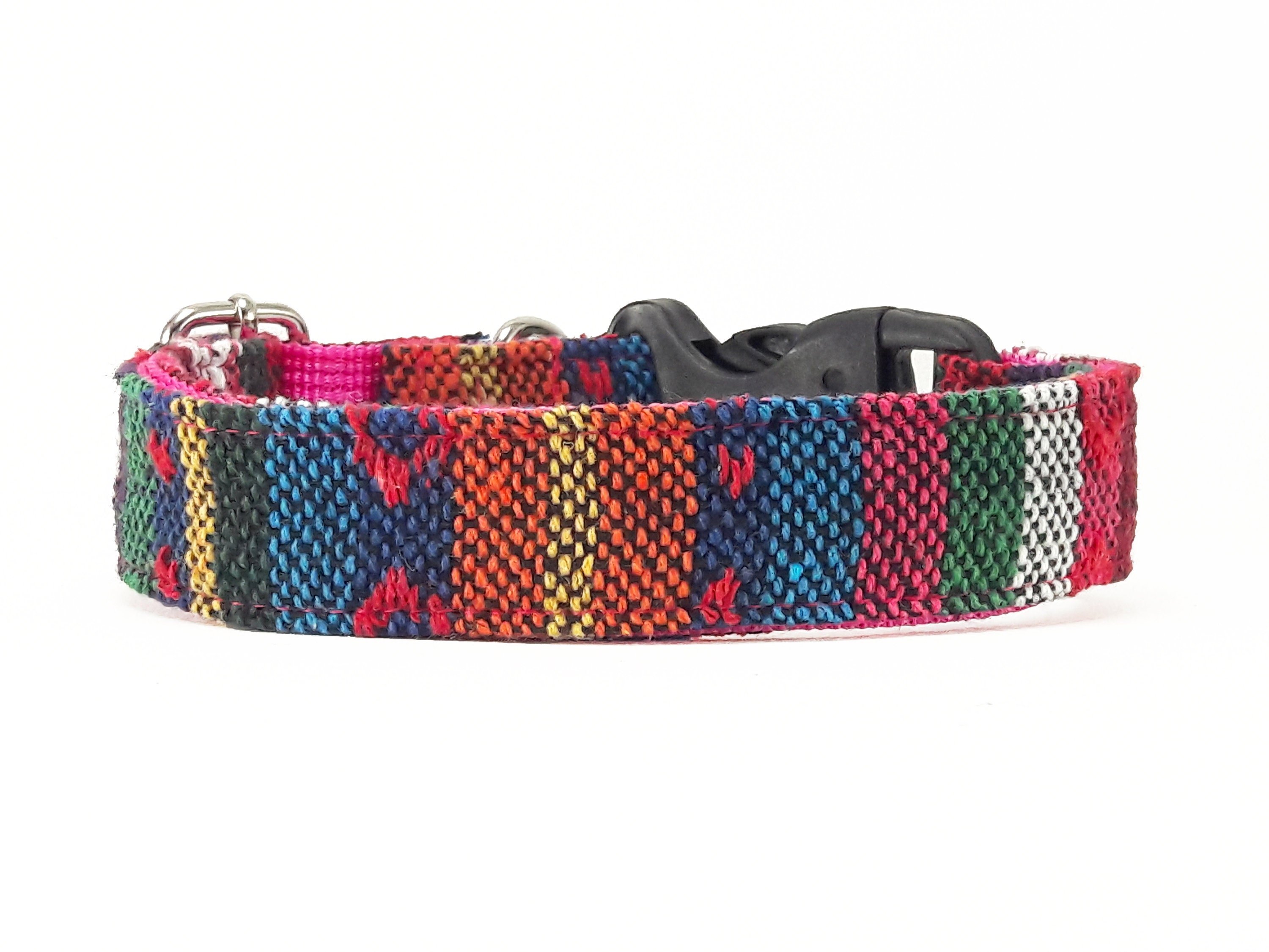 Aztec dog collar Personalized Pink Green Blue Woven Leather Etsy