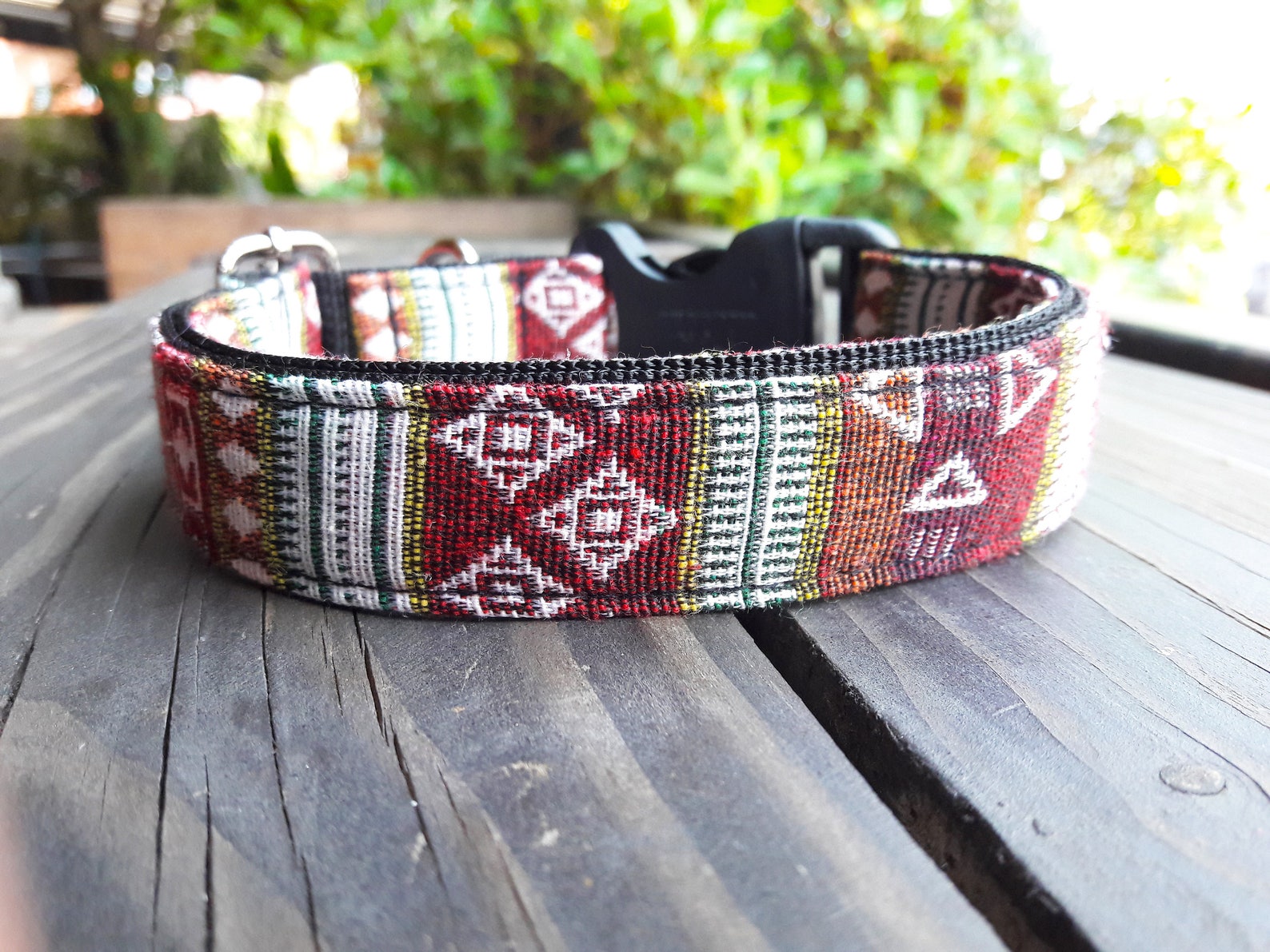 Aztec dog collar Personalized Maroon Brown Woven Leather Etsy