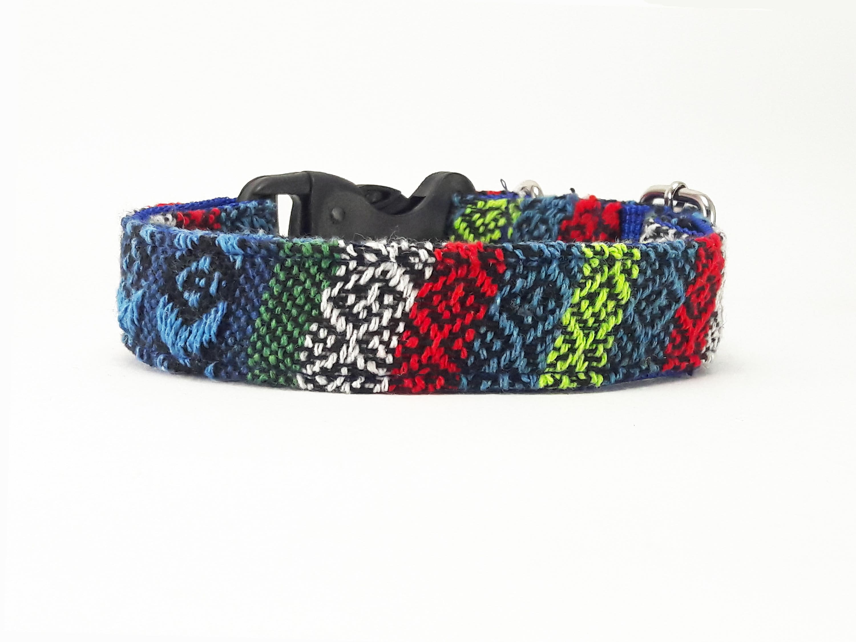 Aztec dog collar Personalized Blue Red White Woven Leather Etsy