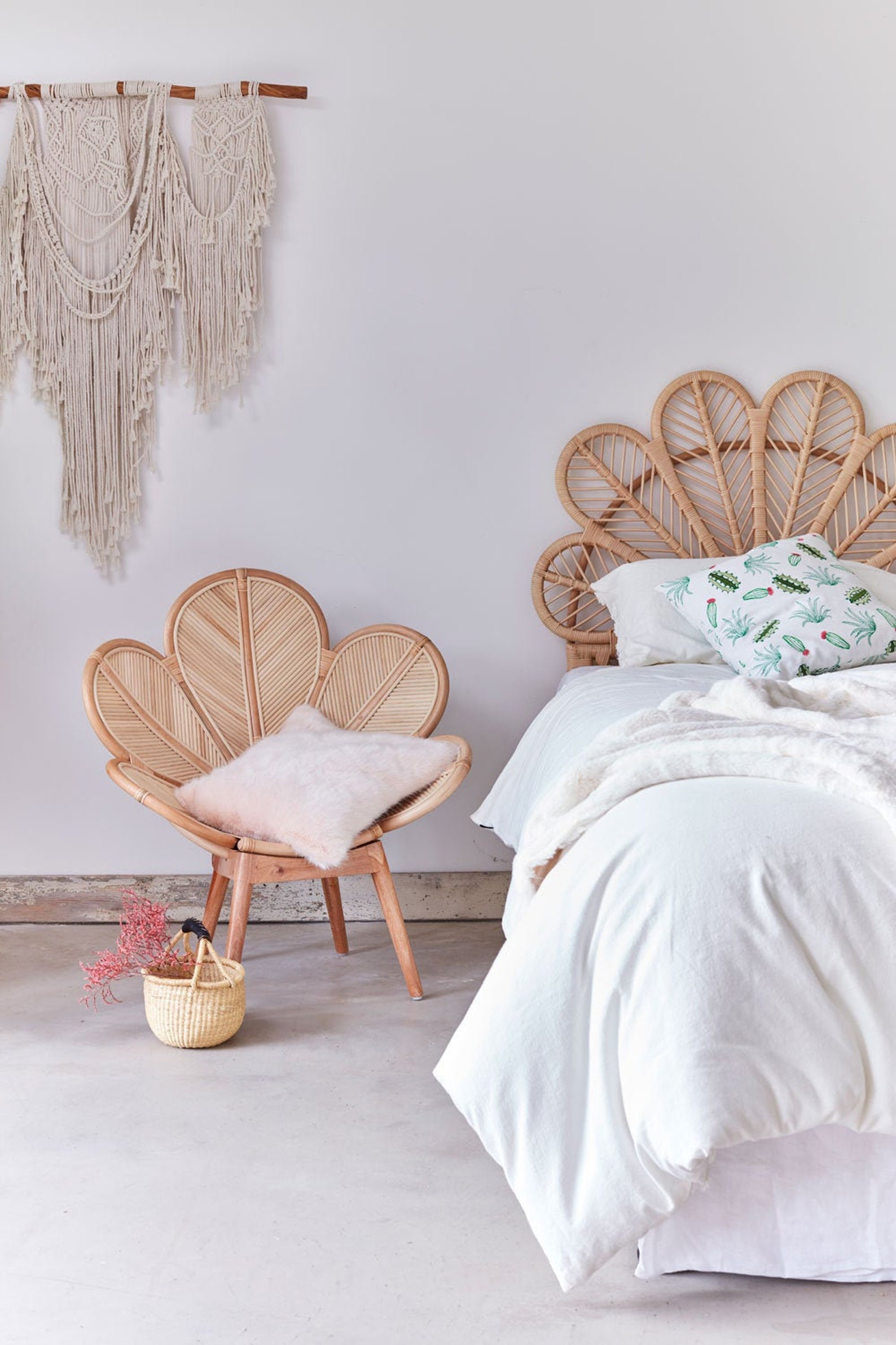 Daisy Handmade Rattan Headboard Kids Rattan Bedhead Flower Etsy