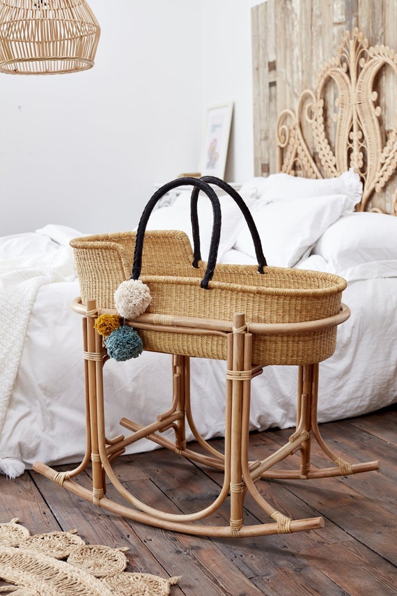 natural wicker moses basket