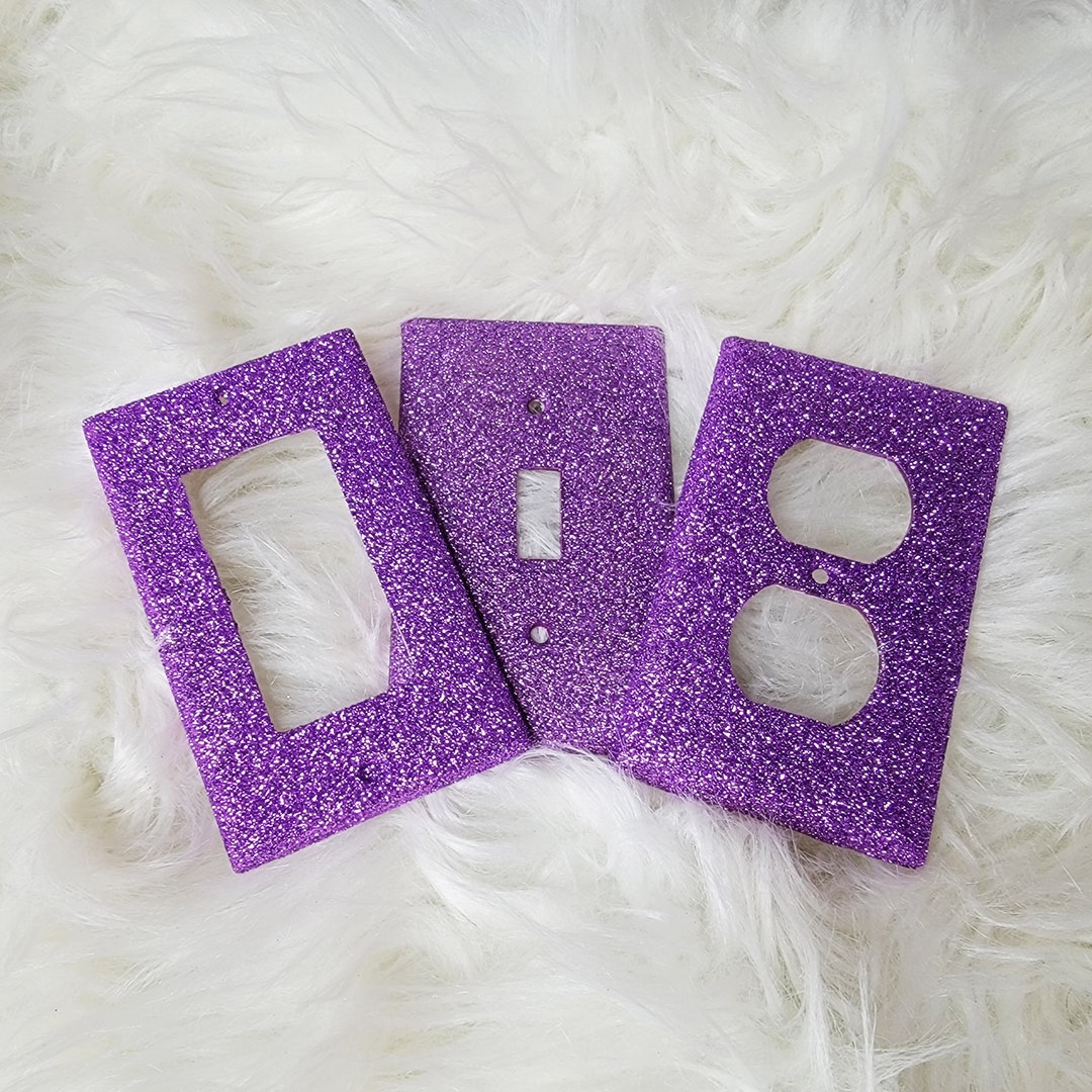 Light Switch/outlet Covers Purple Soft Berry Shimmer & Glam Glitter