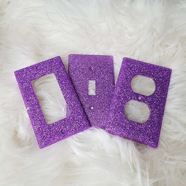 Light Switch/Outlet Covers | Purple Soft Berry Shimmer & Glam | Glitter | Toggle
