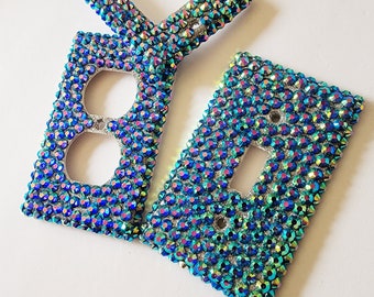 Light Switch & Outlet Covers | Blue/Iridescent | Crystal Lux | Toggle
