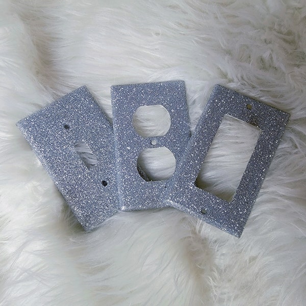 Light Switch/Outlet Covers | Silver Shimmer & Glam | Glitter | Toggle