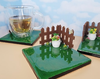Scenic Garden Coaster: Unique Floral Table Decor