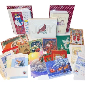 Lot de 69 cartes de Noël vintage, animaux de vacances, voeux royaux, famille illustrée, pères Noël, bonhommes de neige, animaux de Noël